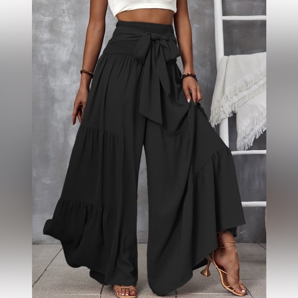 J.NNA Smocked Waist Boho Wide Leg Pants with Pockets main image 0